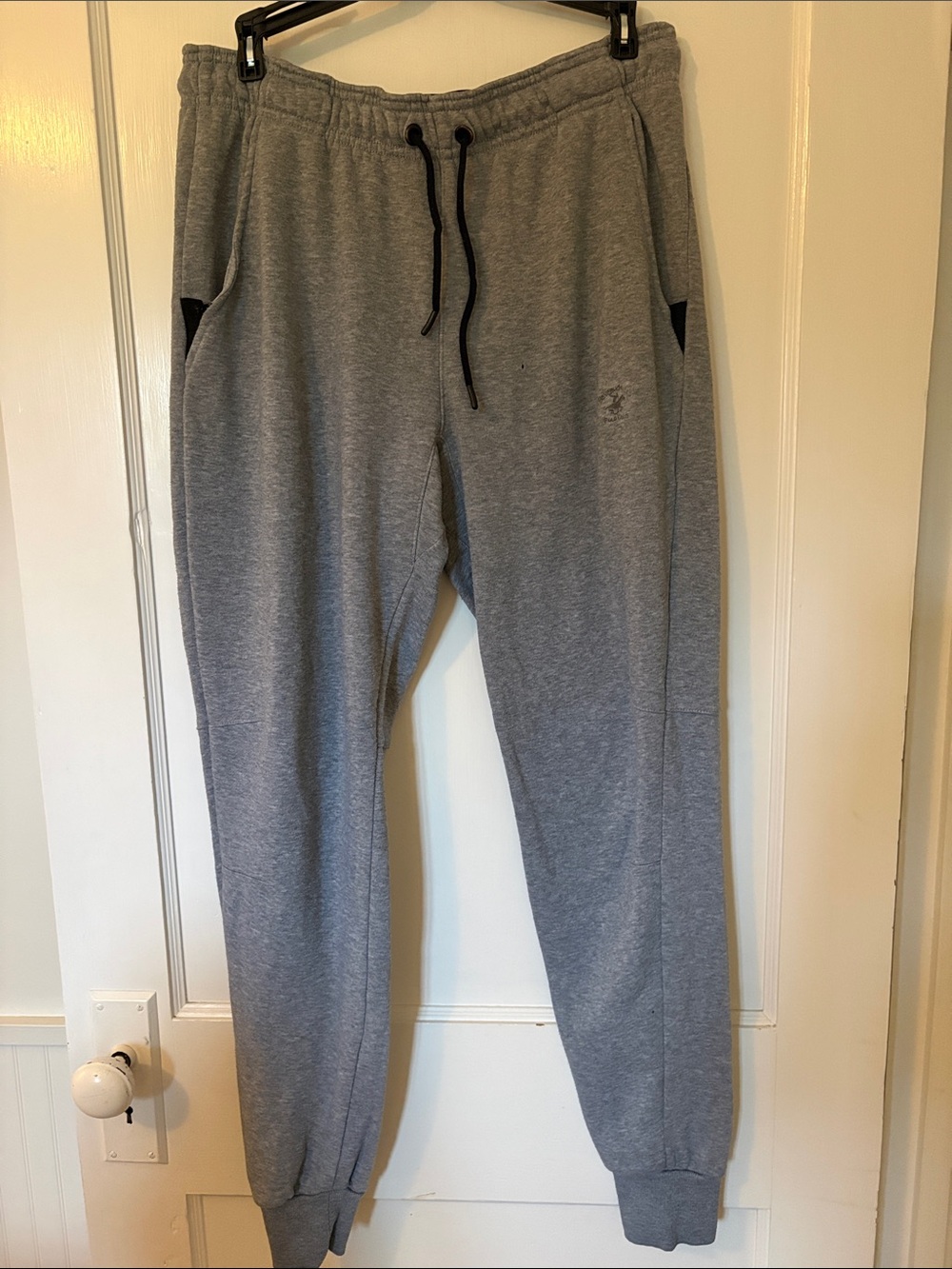 Men's Grey Polo Jogger Sweatpants with Drawstring